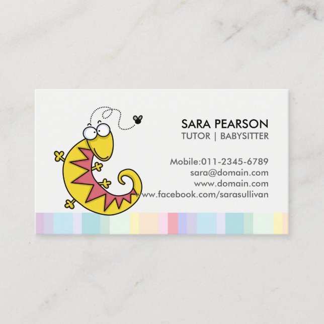 Tutor Cute Lizard Business Card (Front)