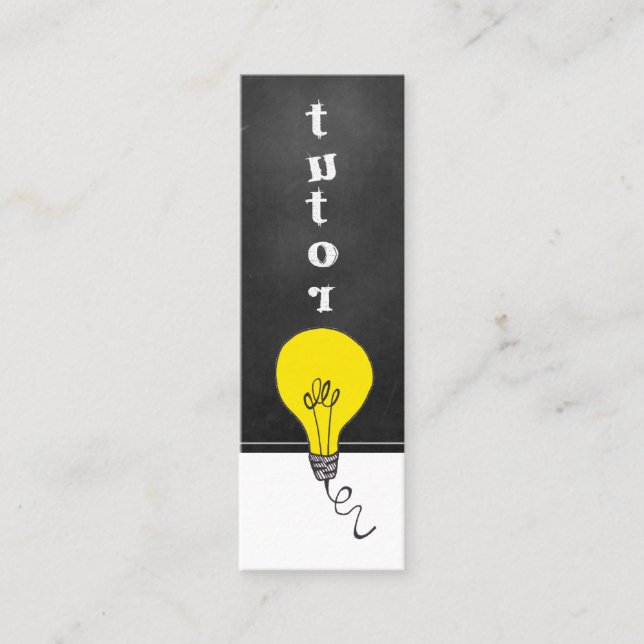 Tutor Or Teacher Light Bulb Chalkboard Whimsical Mini Business Card (Front)