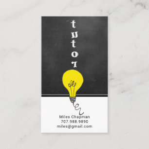 Tutor Teacher Chalkboard Light Bulb Idea Business Card