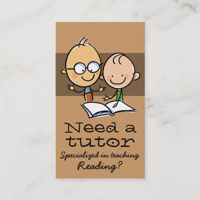 Tutor Tutoring Teacher reading mathematics Business Card (Front)