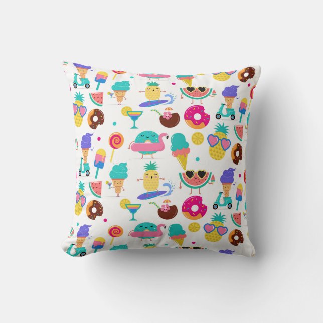 Tutti Fruitti Summer Fruit Ice Cream Treats Cushion (Front)