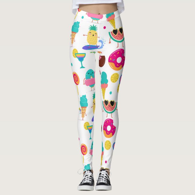 Tutti Fruitti Summer Fruit Ice Cream Treats Leggings (Front)