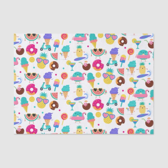 Tutti Fruitti Summer Fruit Ice Cream Treats Party Tissue Paper (Front)