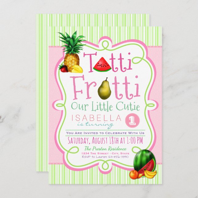 Tutti Frutti Birthday Party Invitation (Front/Back)