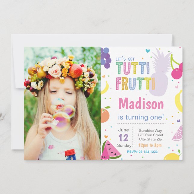 Tutti Frutti Birthday Party Invite (Front)