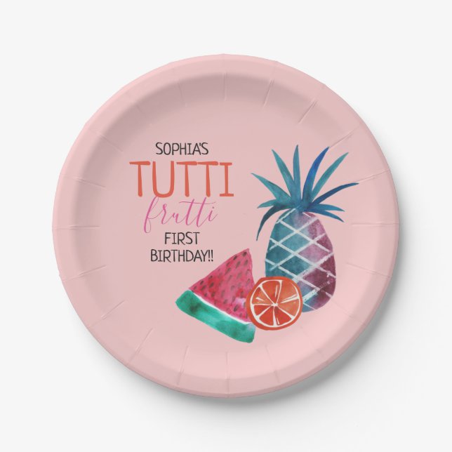 Tutti Frutti Child's Birthday Party Paper Plate (Front)