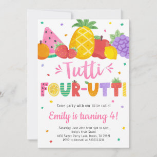 Tutti Frutti Four-utti 4th Birthday Invitation