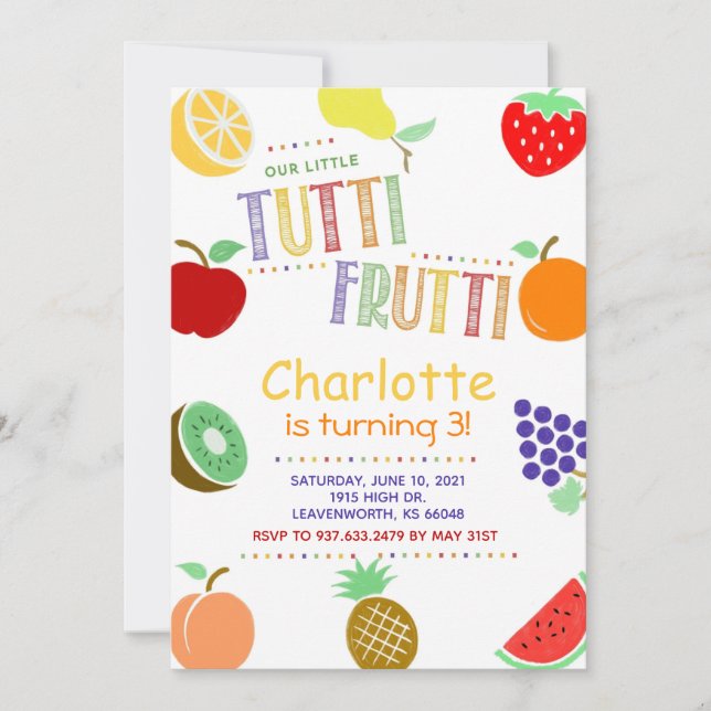 Tutti Frutti Fruit Birthday Invitation (Front)