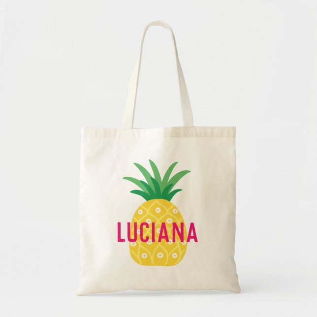 Tutti Frutti Fruit Pineapple Personalised Girls Tote Bag (Front)