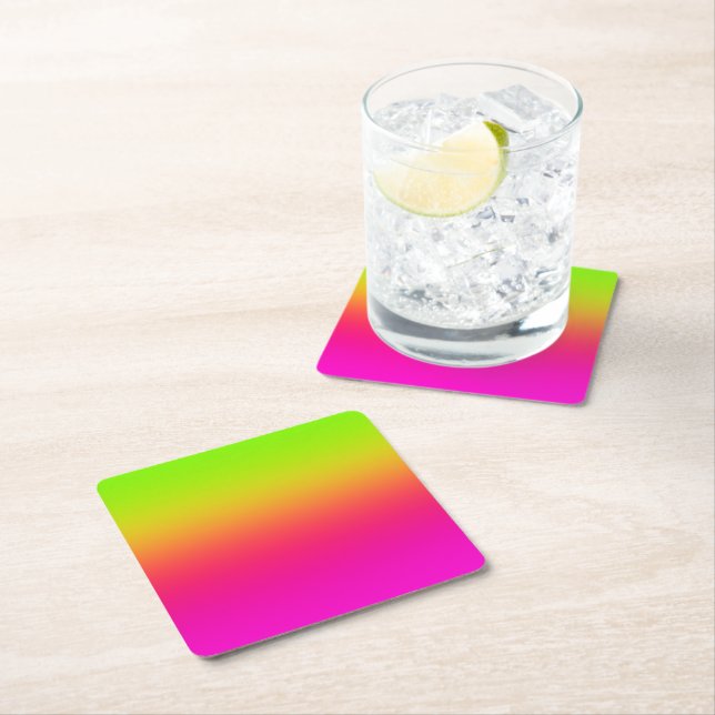 Tutti Frutti Gradient Square Paper Coaster (Insitu)