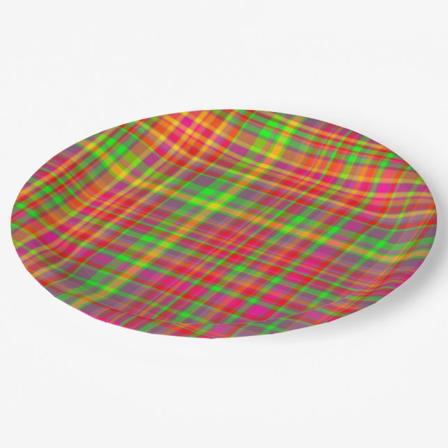 Tutti Frutti PLAID 8-PAPER PLATES (Angled)