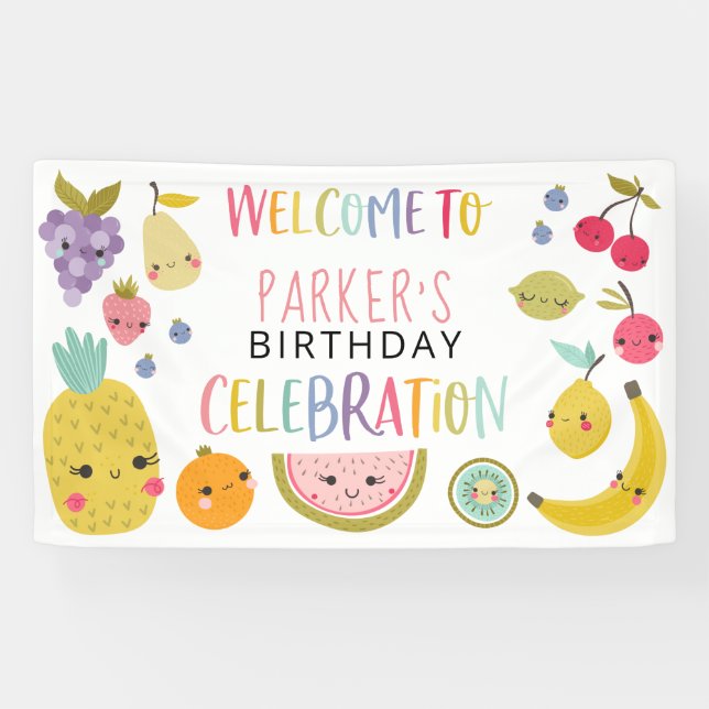 Tutti Frutti Rainbow Birthday Party Welcome Banner (Horizontal)