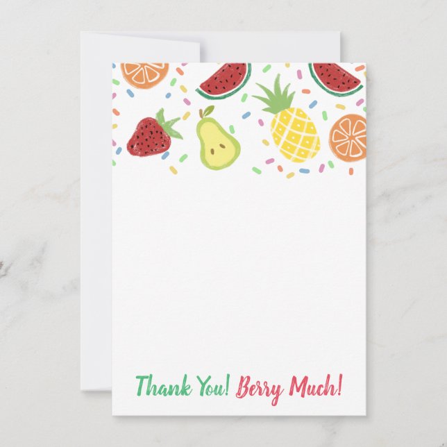 Tutti Frutti Second Birthday or Baby Shower Thank You Card (Front)