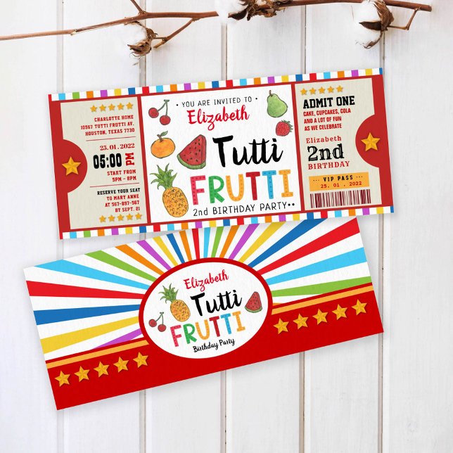 Tutti Frutti second birthday ticket invitation (Creator Uploaded)