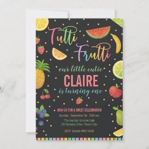 Tutti Frutti Watercolor Fruit Birthday Invitation