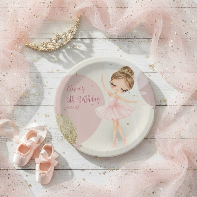 Tutu 5th Ballerina Ballet Dancer Girl Birthday Paper Plate (Creator Uploaded)