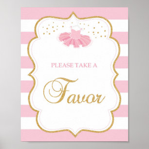 Tutu baby shower pink gold glitter favours sign