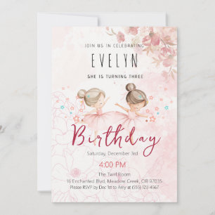 Tutu Ballerina 3rd Birthday Girl Invitation