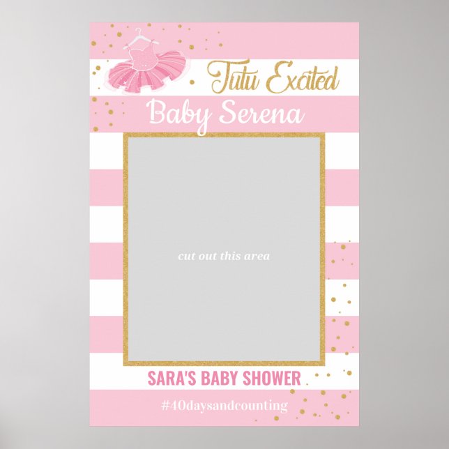 Tutu Ballerina Baby Shower Photo Prop Frame Poster (Front)