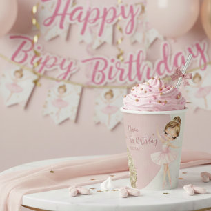 Tutu Ballerina Ballet Dancer Girl 5th Birthday Paper Cups