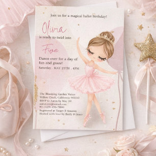 Tutu Ballerina Ballet Dancer Girl Birthday  Invitation