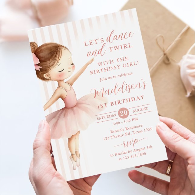 Tutu Ballerina Ballet Dancer Girl Birthday Invitation (Creator Uploaded)