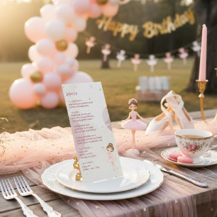 Tutu Ballerina Ballet Dancer Girl Birthday Menu