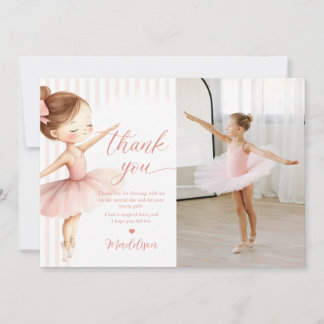 Tutu Ballerina Ballet Dancer Girl Birthday Photo Thank You Card
