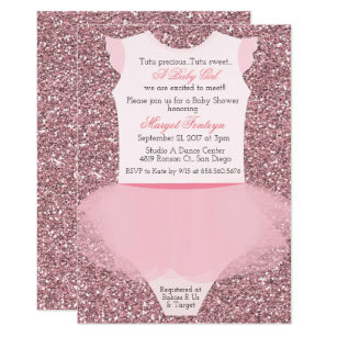 Tutu Ballerina Glitter Baby Shower Invitation