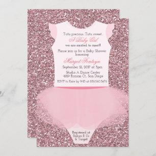Tutu Ballerina Glitter Baby Shower Invitation