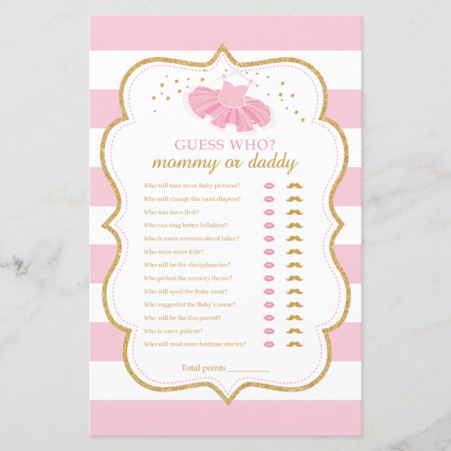 Tutu ballerina guess who mummy or daddy game (Front)