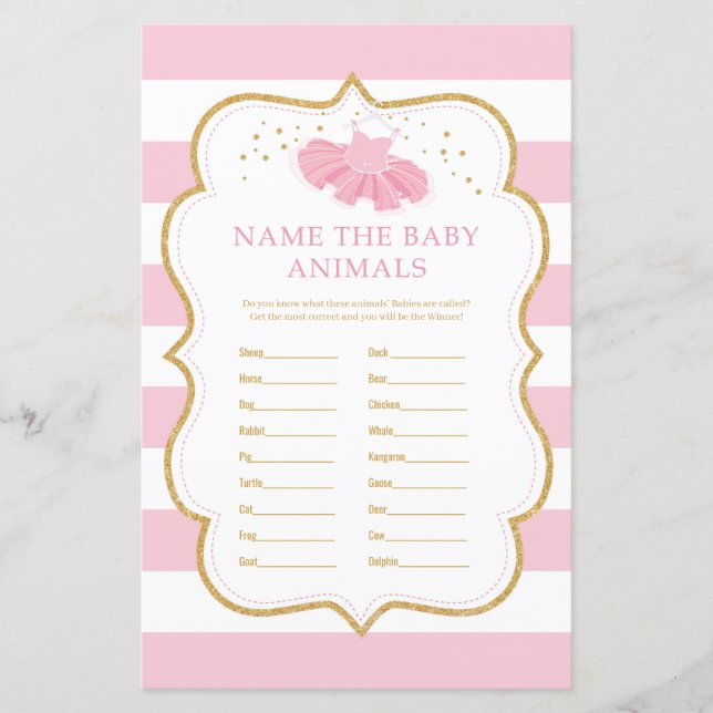 Tutu ballerina name the baby animals baby game (Front)