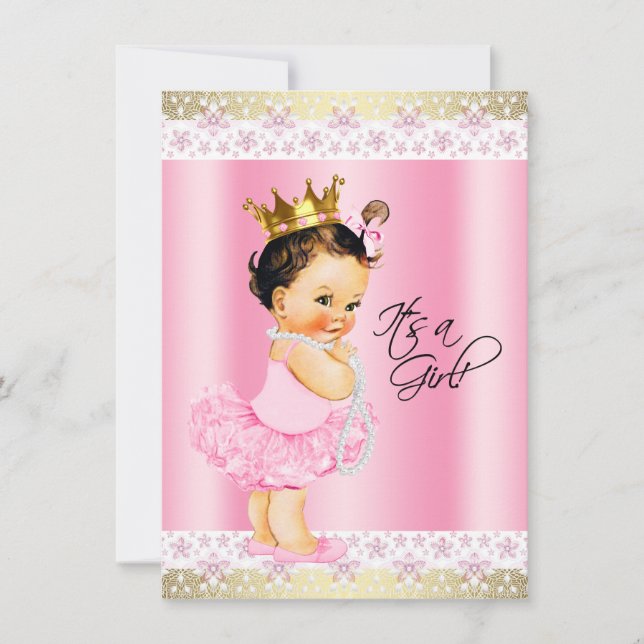 Tutu Ballerina Pearl Baby Girl Shower Invitation (Front)
