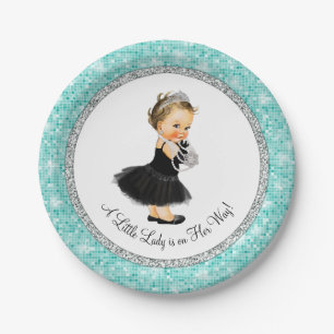 Tutu Ballerina Pearl Little Lady Baby Girl Shower Paper Plate