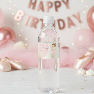 Tutu Ballerina Pink Ballet Dancer Girl Birthday Water Bottle Label