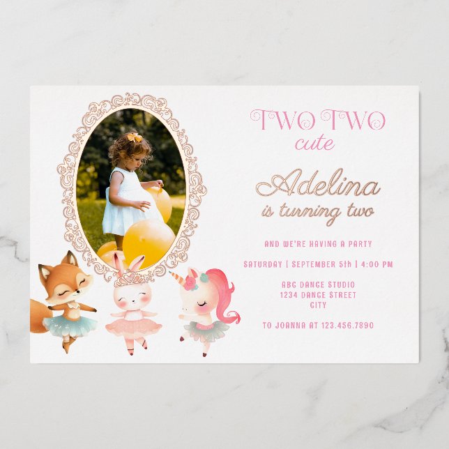 Tutu Cute Ballerina Ballet Animals Birthday Party (Front)