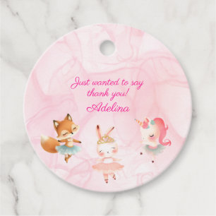 Tutu Cute Ballerina Ballet Animals Birthday Party Favour Tags