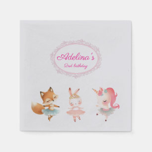 Tutu Cute Ballerina Ballet Animals Birthday Party Napkin