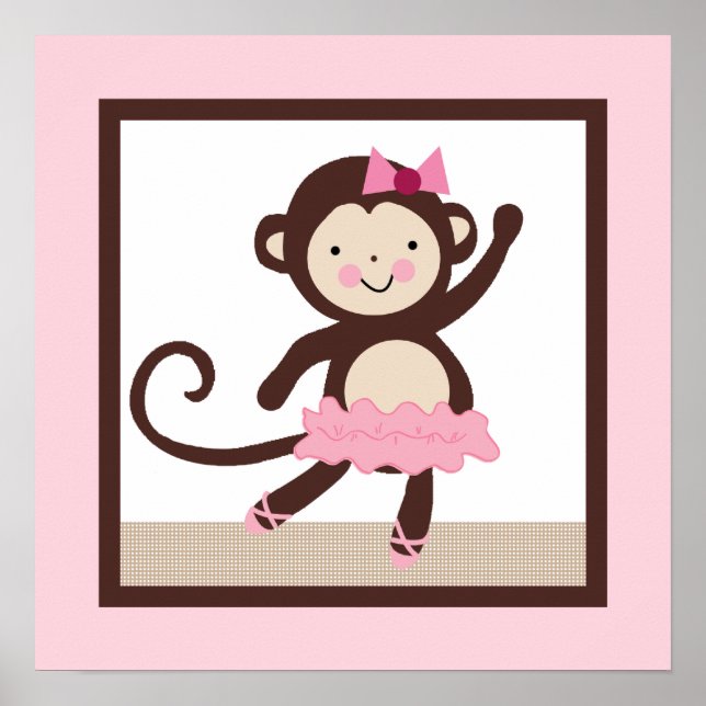 Tutu Cute/Ballerina Monkey Girl Poster Wall Art (Front)