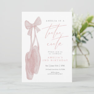 Tutu Cute Ballerina Shoes Girl 2nd Birthday Invitation