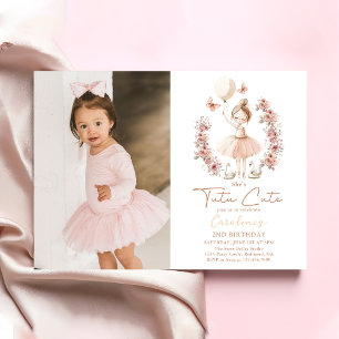 Tutu Cute Ballet Ballerina Birthday Photo Invitation