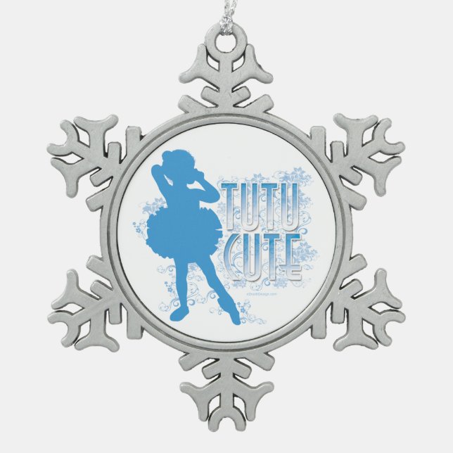 Tutu Cute (blue) Snowflake Pewter Christmas Ornament (Front)