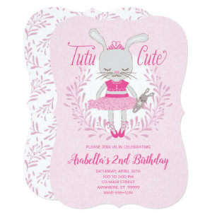 Tutu Cute Bunny Birthday Invitation