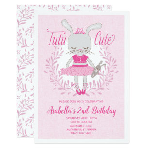 Tutu Cute Bunny Birthday Invitation
