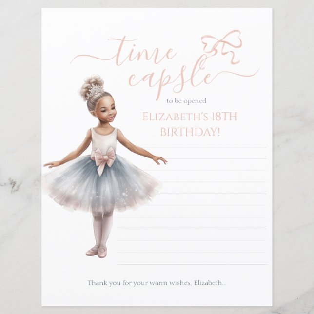 Tutu Cute Elegant Ballerina Birthday Time Capsule  (Front)