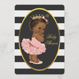 Tutu Cute Ethnic Princess Black White Stripes Invitation