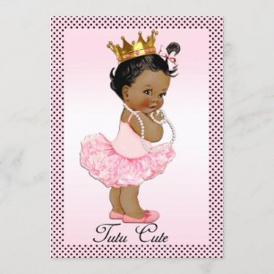 Tutu Cute Ethnic Princess Pearls Polka Dots Invitation