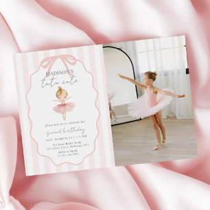 Tutu Cute Girls' Second Ballerina Birthday Photo Invitation