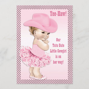 Tutu Cute Little Cowgirl Baby Shower Invitation
