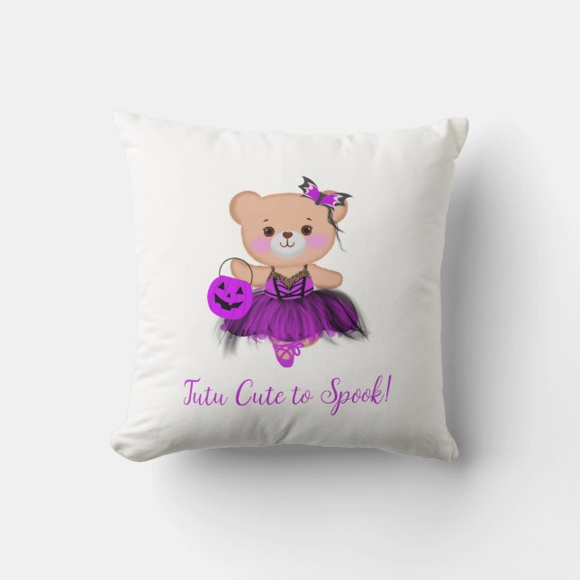 Tutu Cute to Spook! Teddy Bear Witch Ballerina  Cushion (Front)